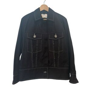 Dorothee Schumacher Black Denim Pearl Button Jacket Size 3 / M